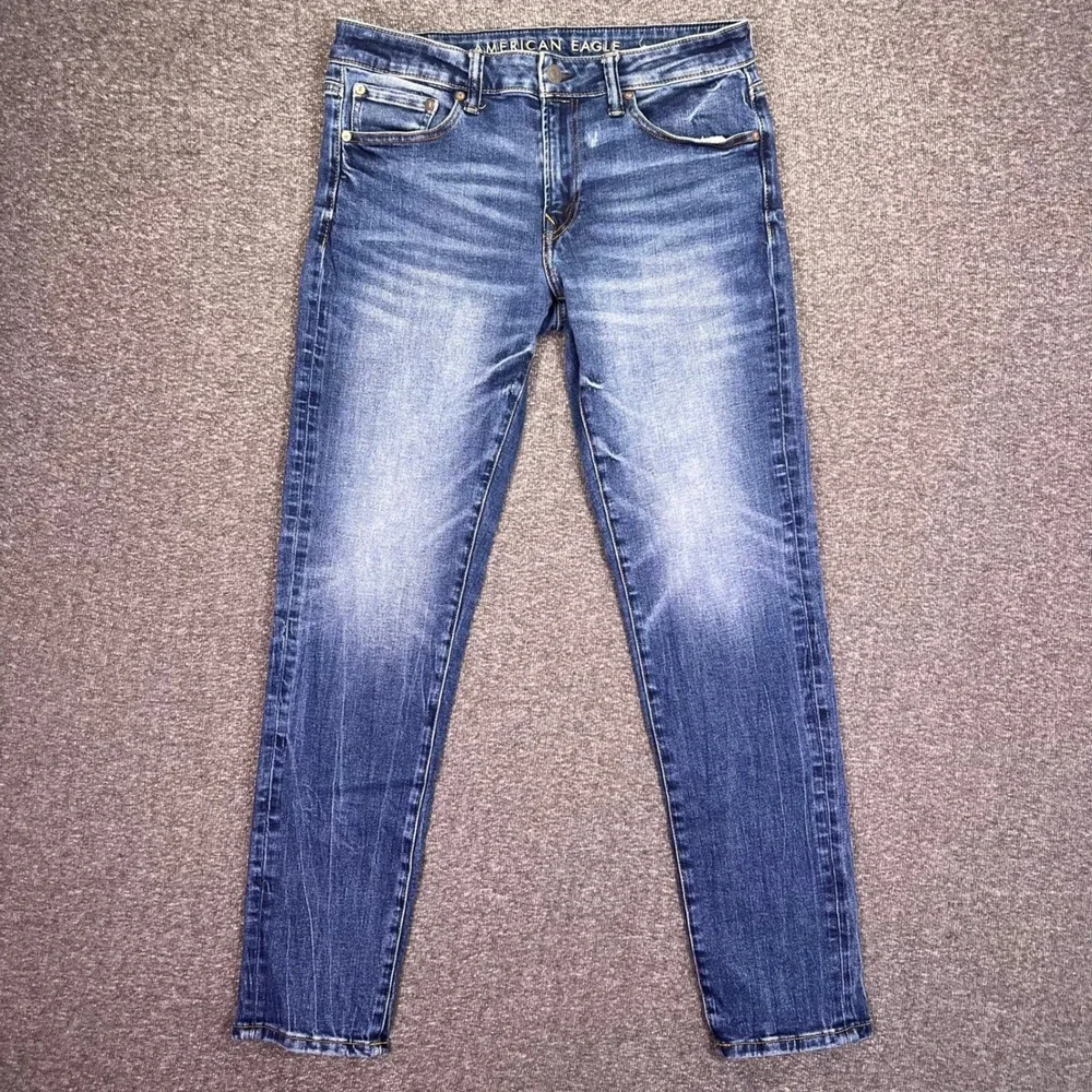 American Eagle Skinny Jeans Mens 32x30 Blue Airflex Casual Stretch Denim Grunge